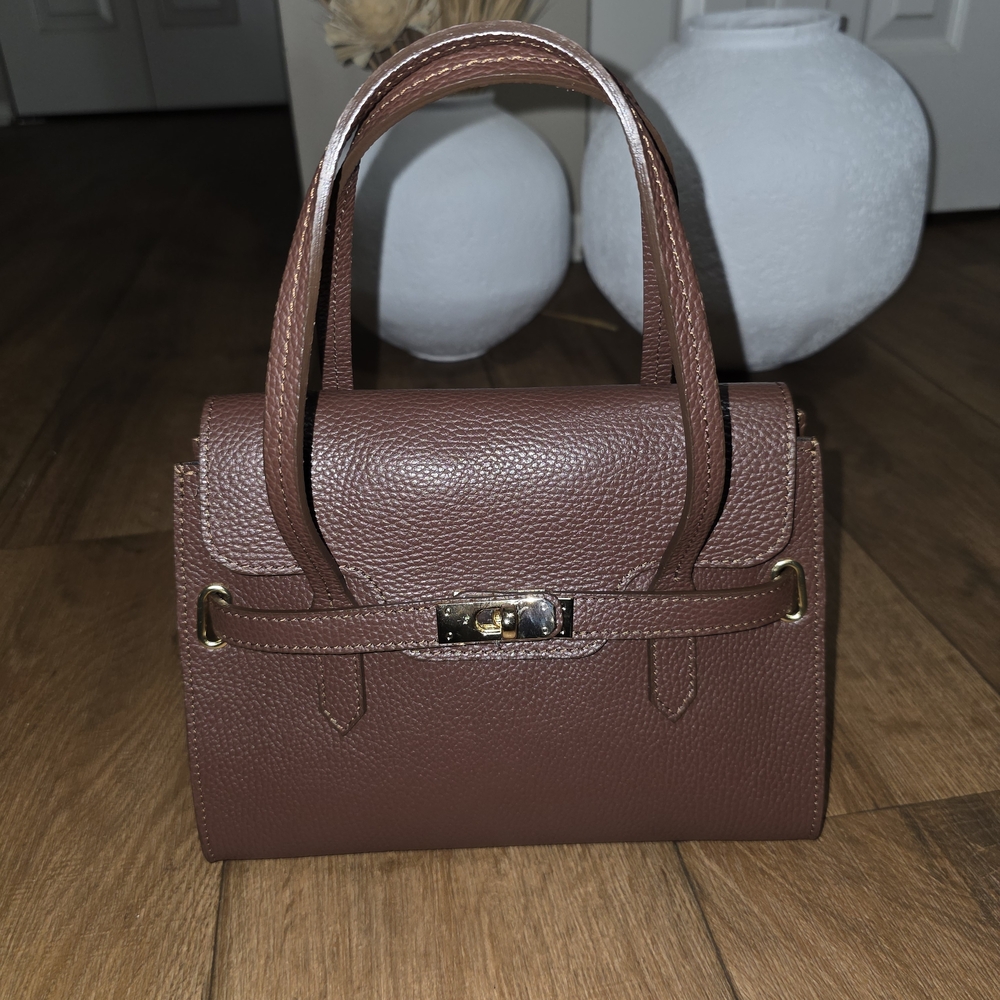 Rich Brown Italian Genuine Leather Satchel Handbag